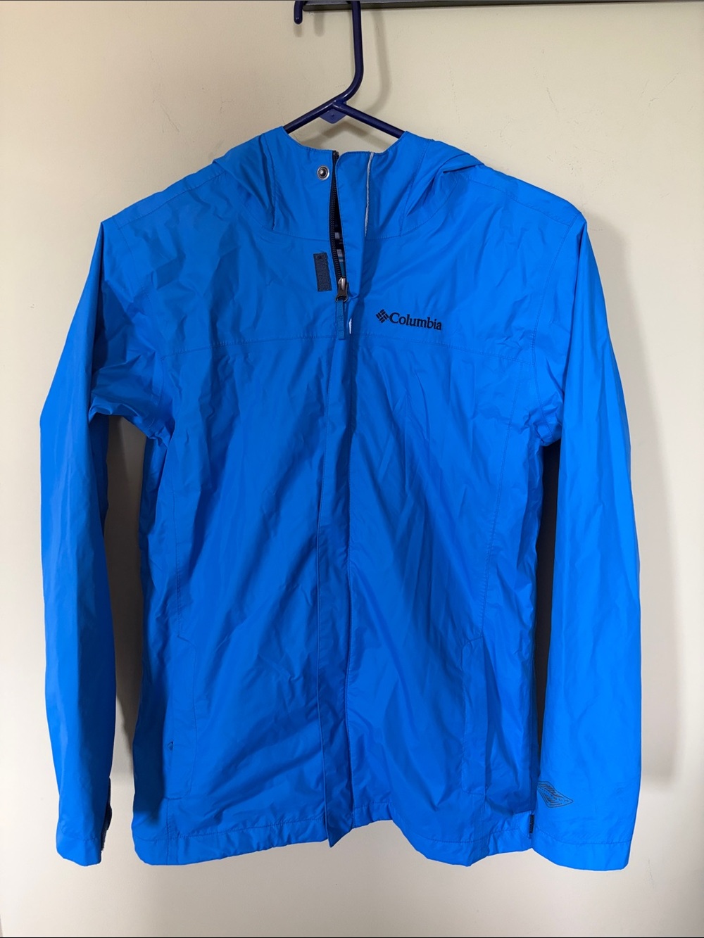 Columbia Big Kid’s Bright Blue Hooded Rain Jacket